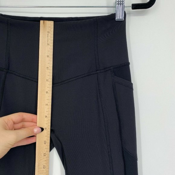 Lululemon All The Right Places Yoga Leggings Size 4 Mid Rise Stretch Crop Black - Picture 9 of 10